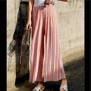 Zara Pink Pleated High Waisted Palazzo Pants